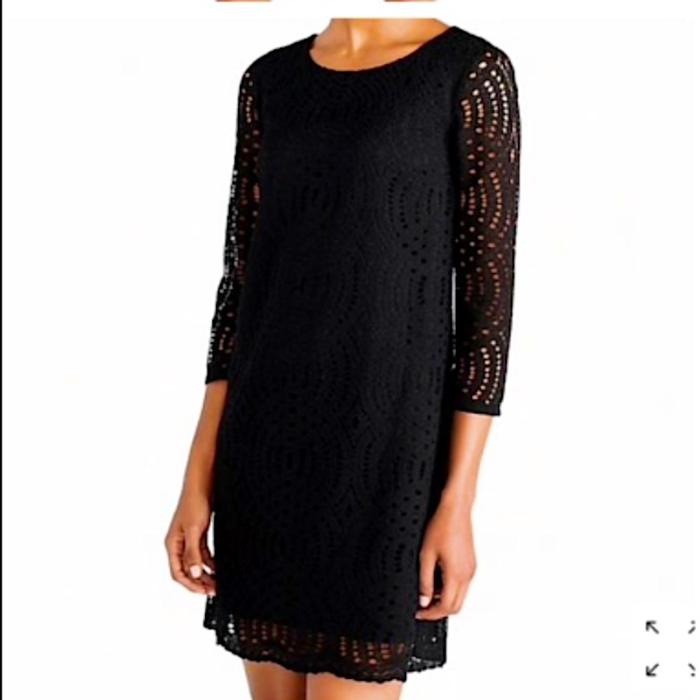 J. Crew black lace long sleeve shift dress